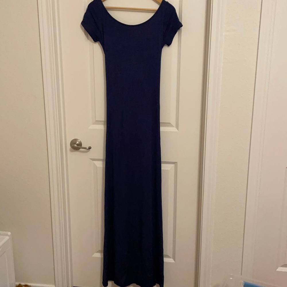 Navy blue short sleeve tie back Rachel Pally dress